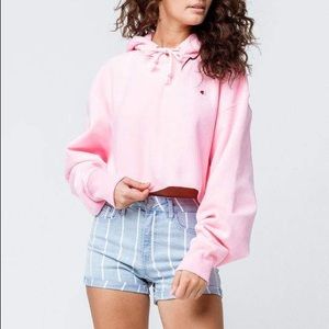 champion pink crop hoodie